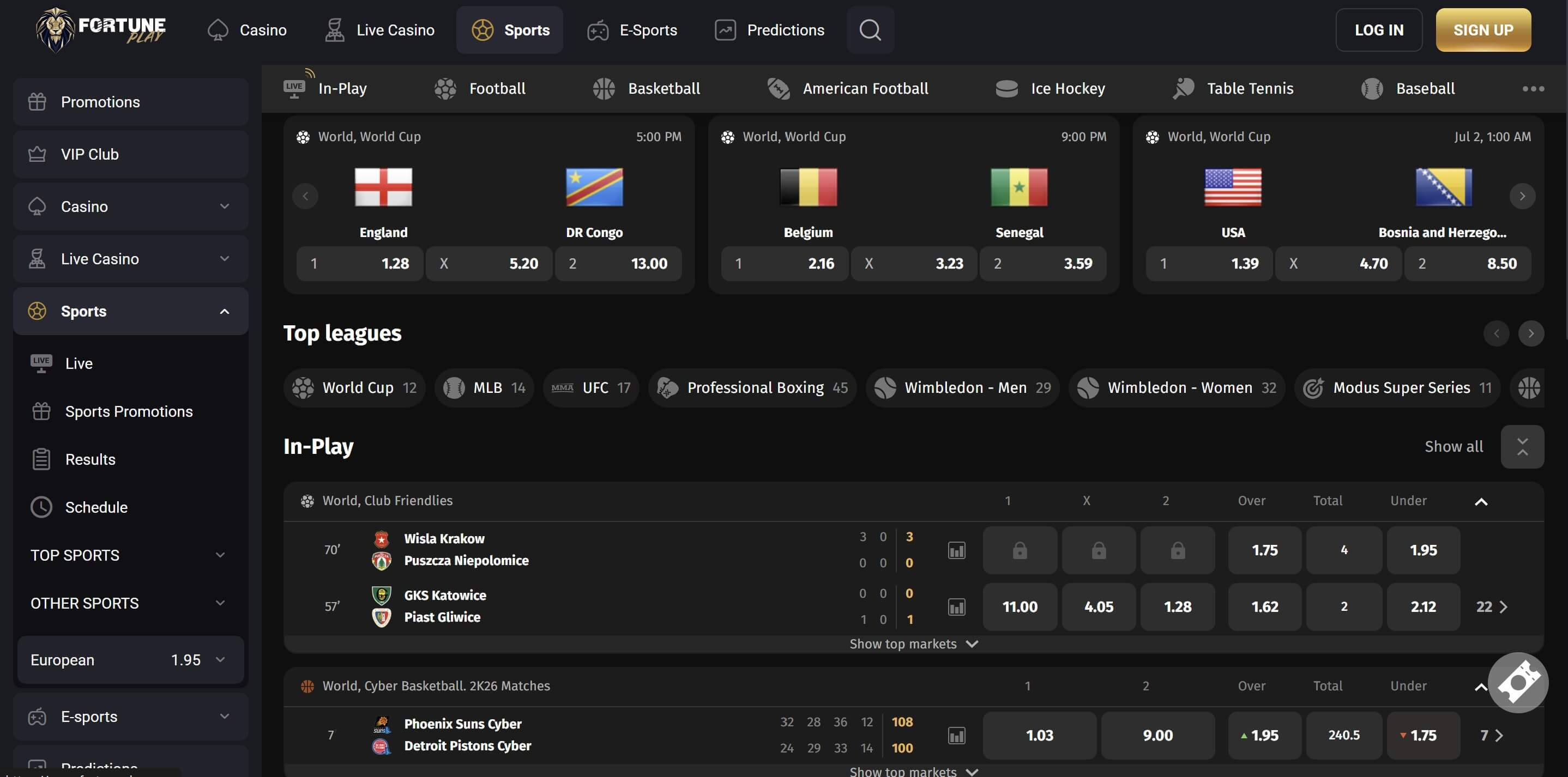 sports betting at fortune play
