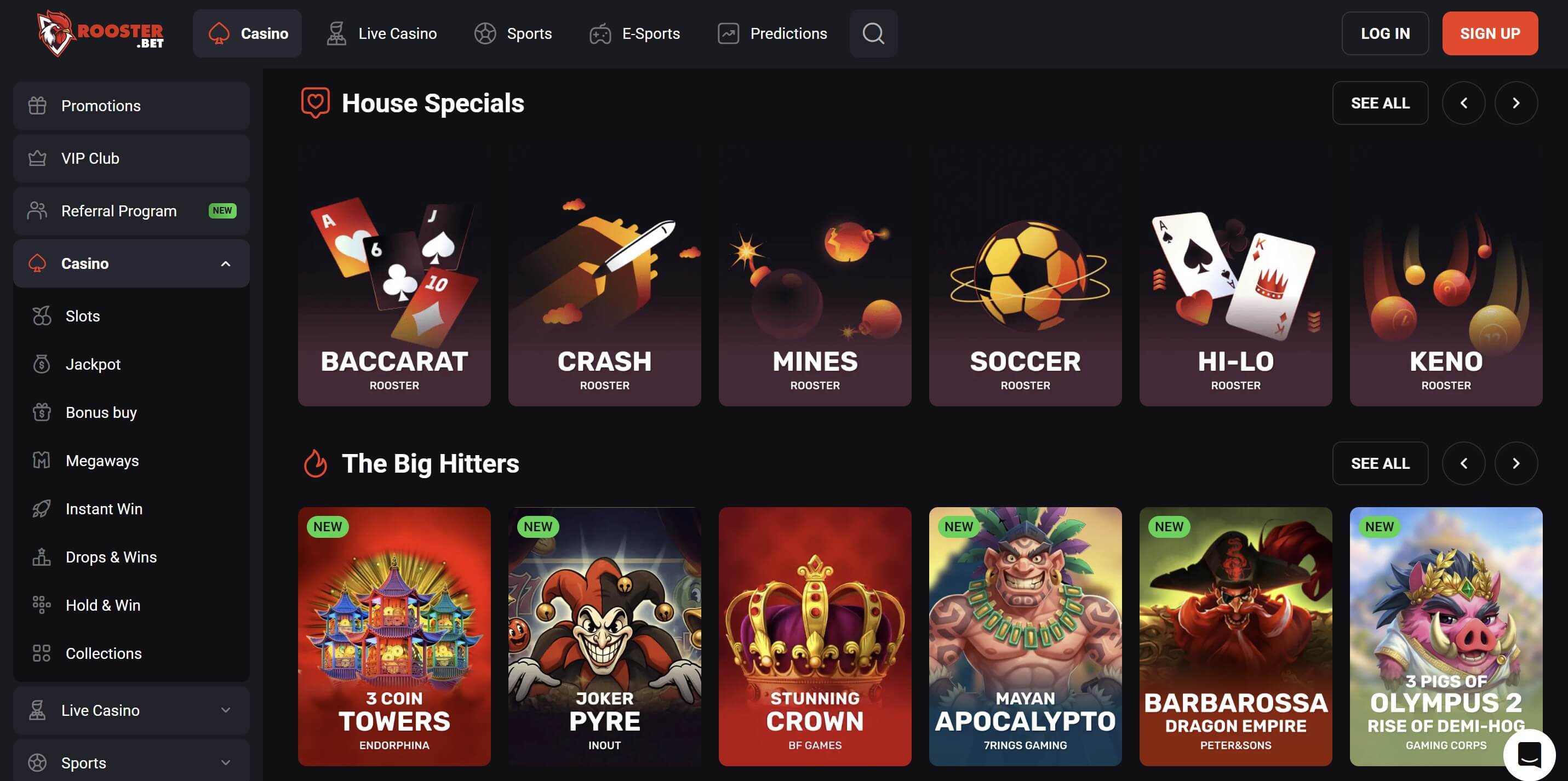 rooster.bet lobby