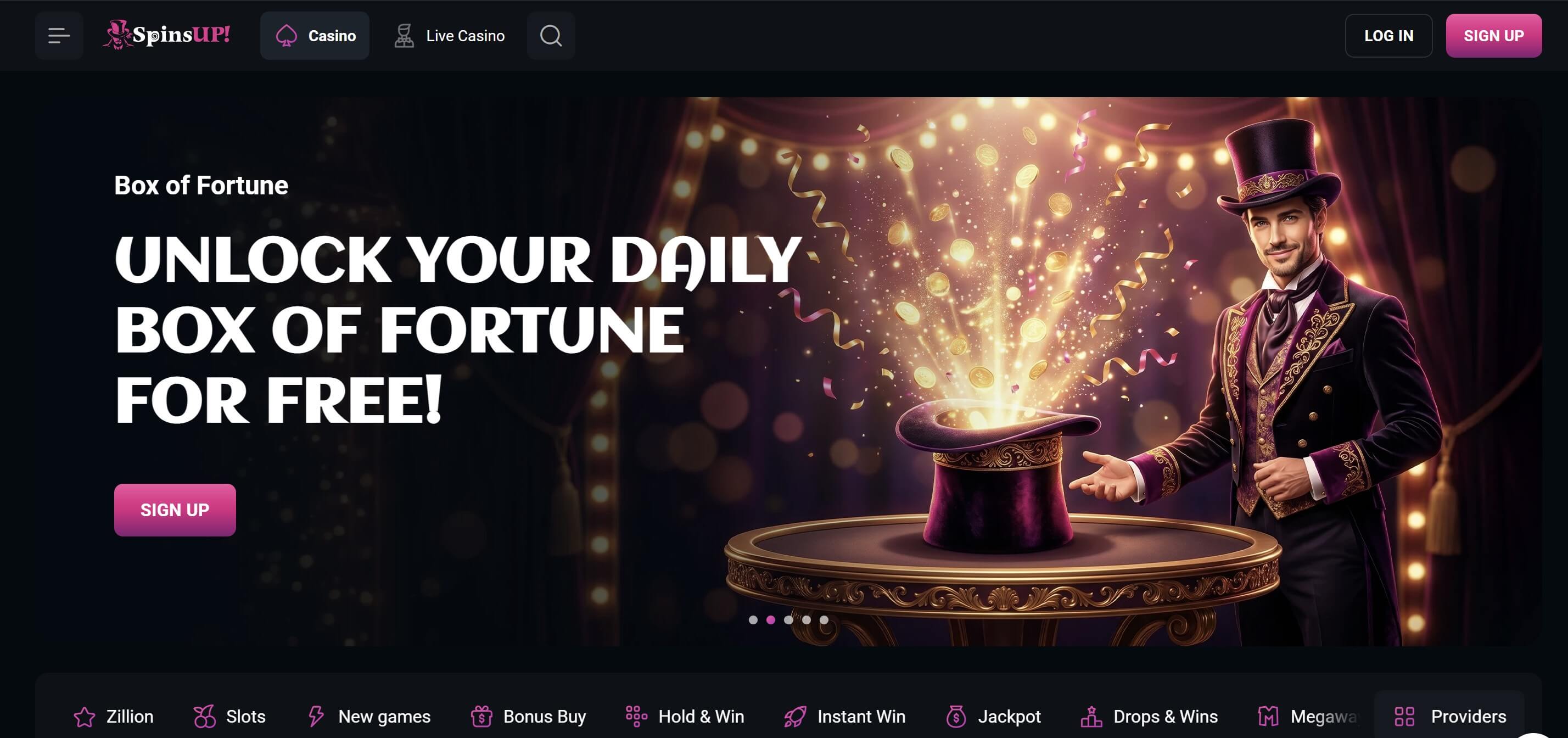 spinsup.com casino lobby