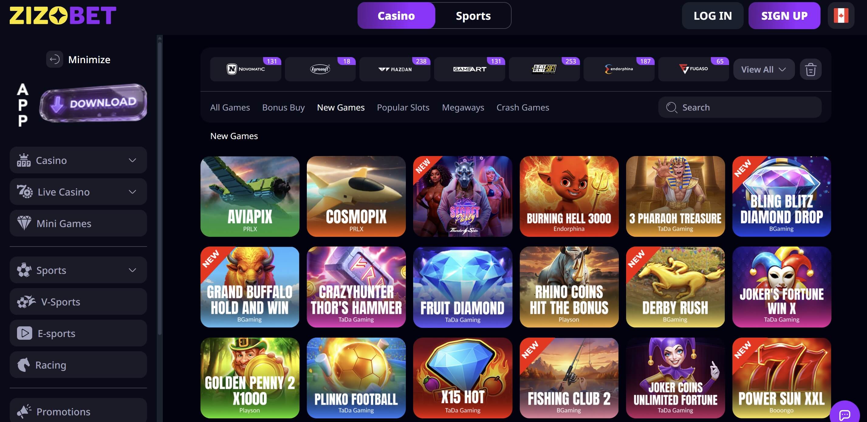 slots at Zizobet canada