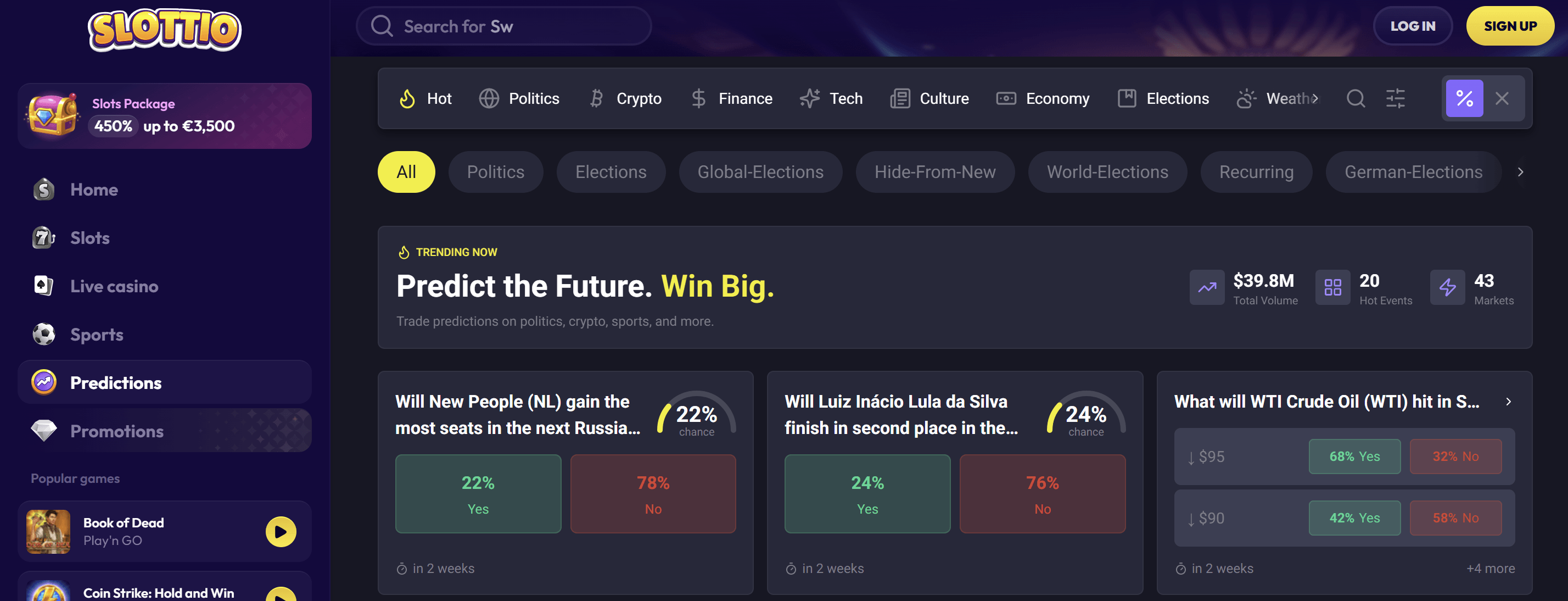 prediction markets betting slottio casino lobby