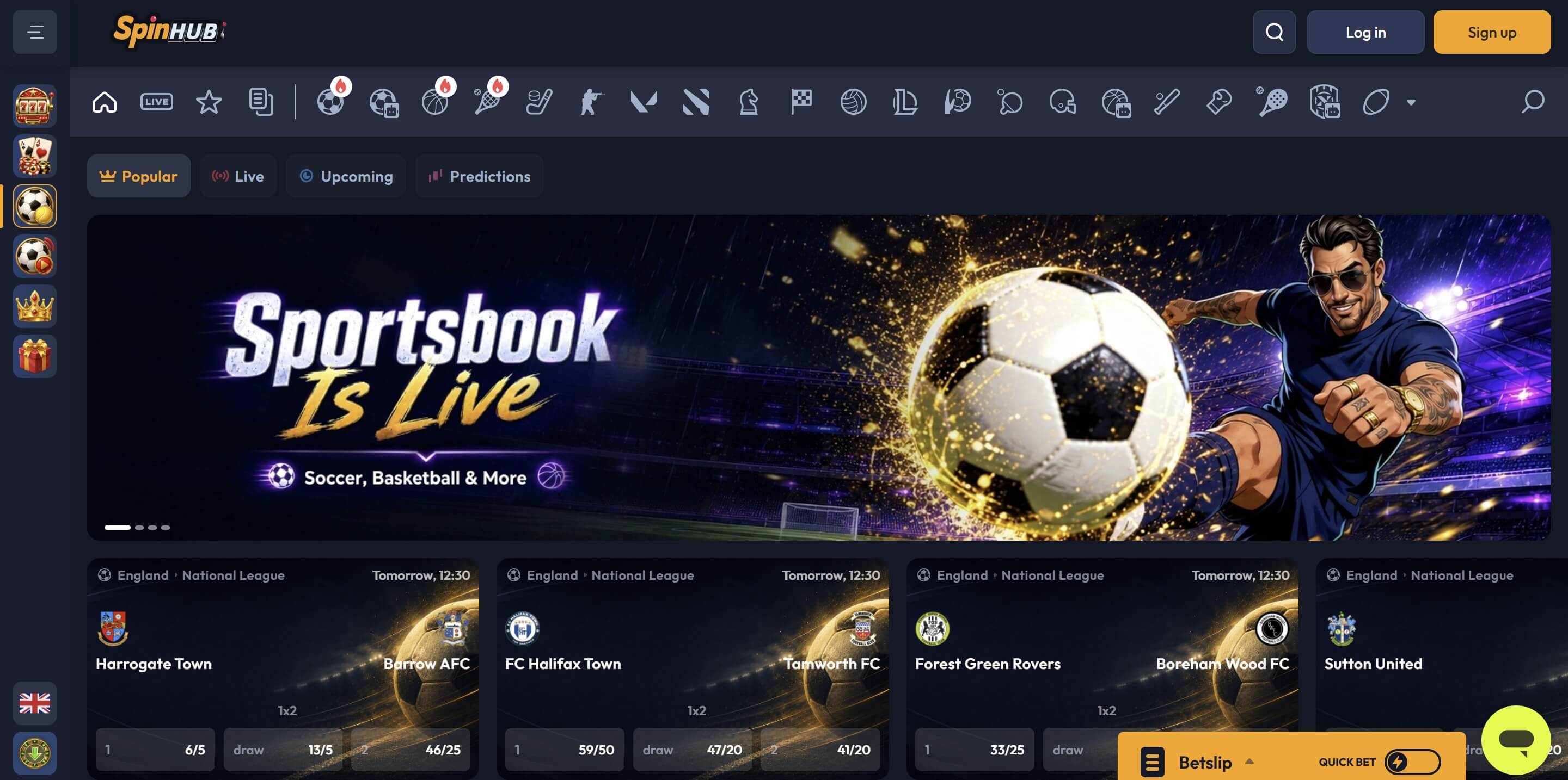 sportsbetting options at Spinhub canada