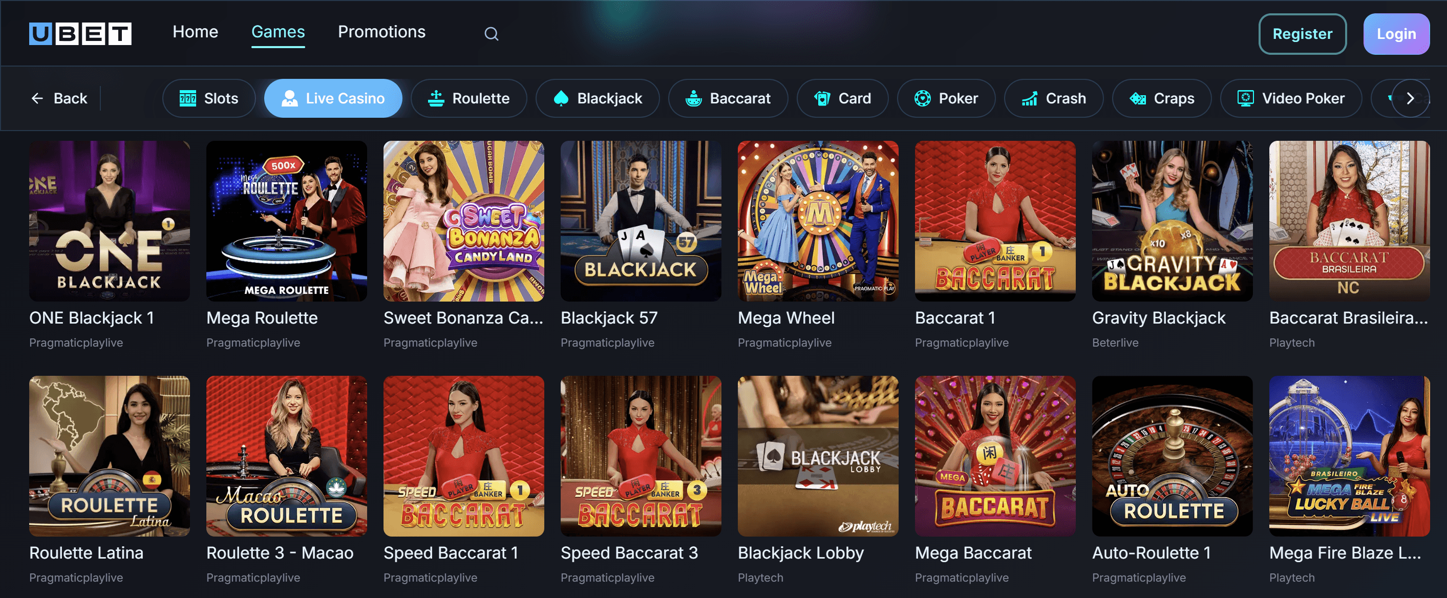 live games lobby ubet.io