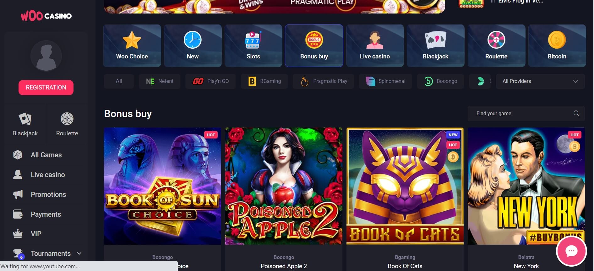 woo casino games screen shot