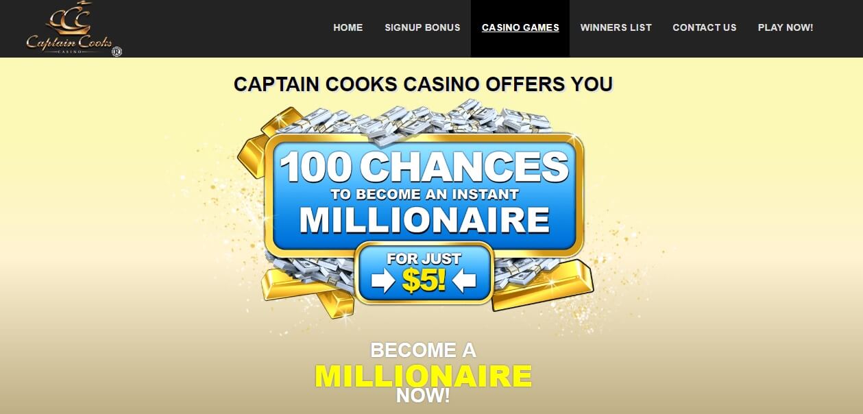 captain cooks 100 chances bonus codes