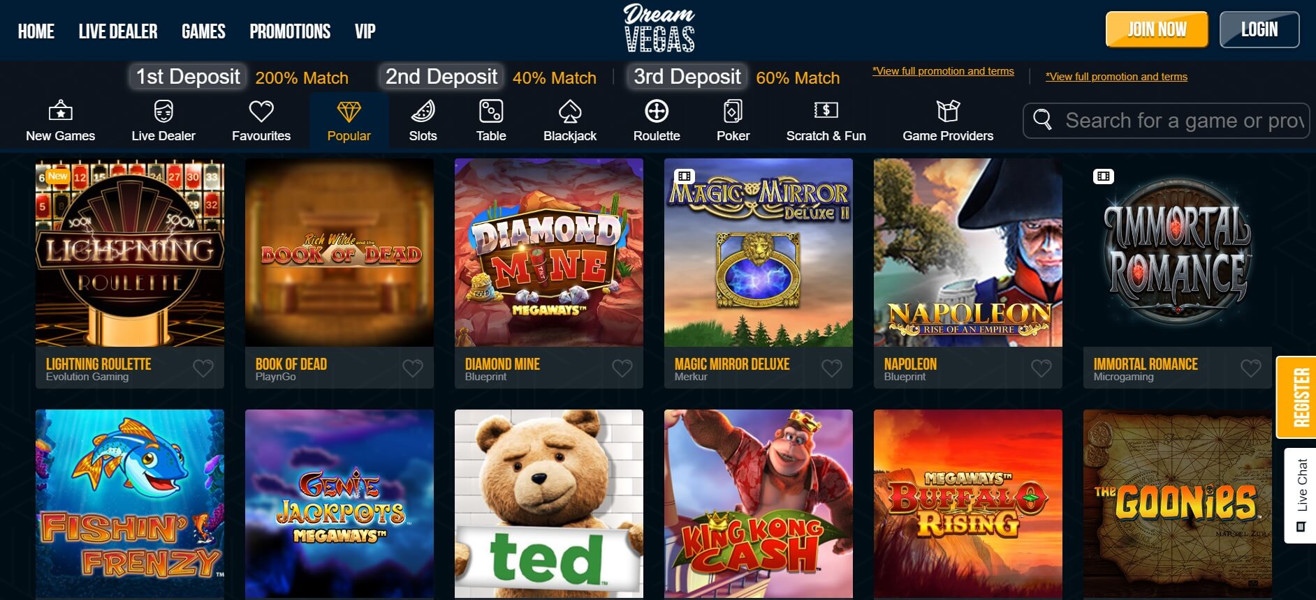 dream vegas casino games slots canada