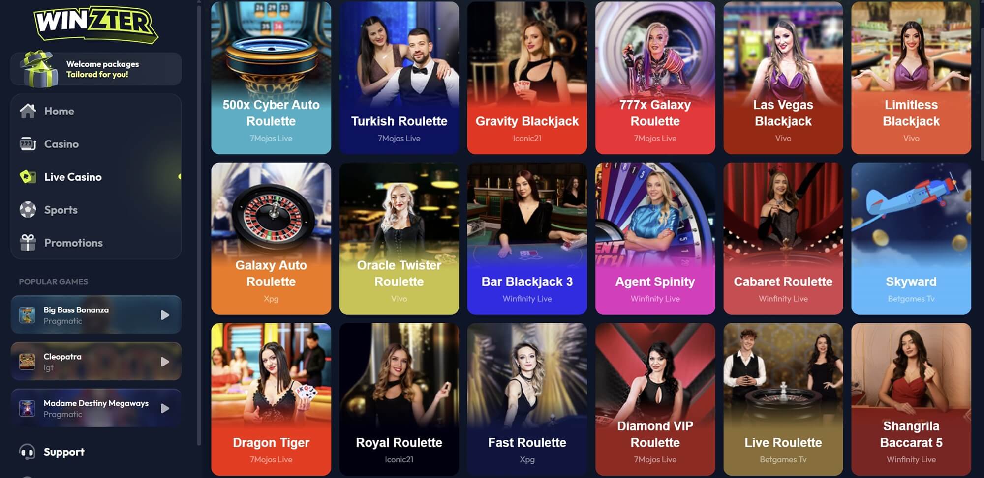 winzter live casino